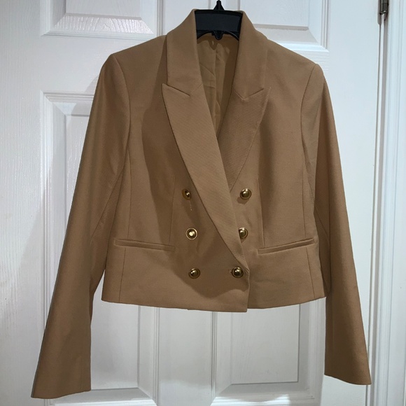 Express Peak Label Double Breasted Cropped Jacket Sz S goldtone buttons - Picture 2 of 6